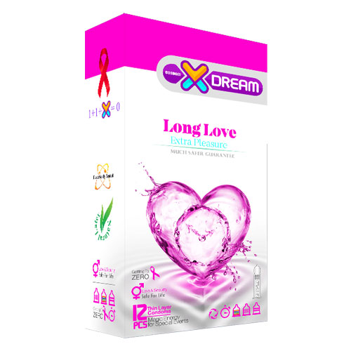 کاندوم لذت طولانی ایکس دریم مدل Long Love تعداد 12 عددی کاندوم تاخیری و خاردار